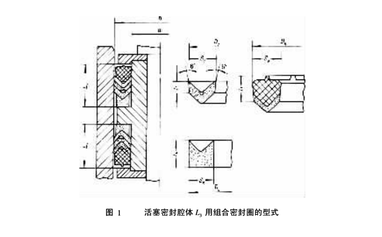 活塞密封腔體L3專用的V型密封圈夾織物（如夾布）橡膠組合密封圈結(jié)構(gòu)圖